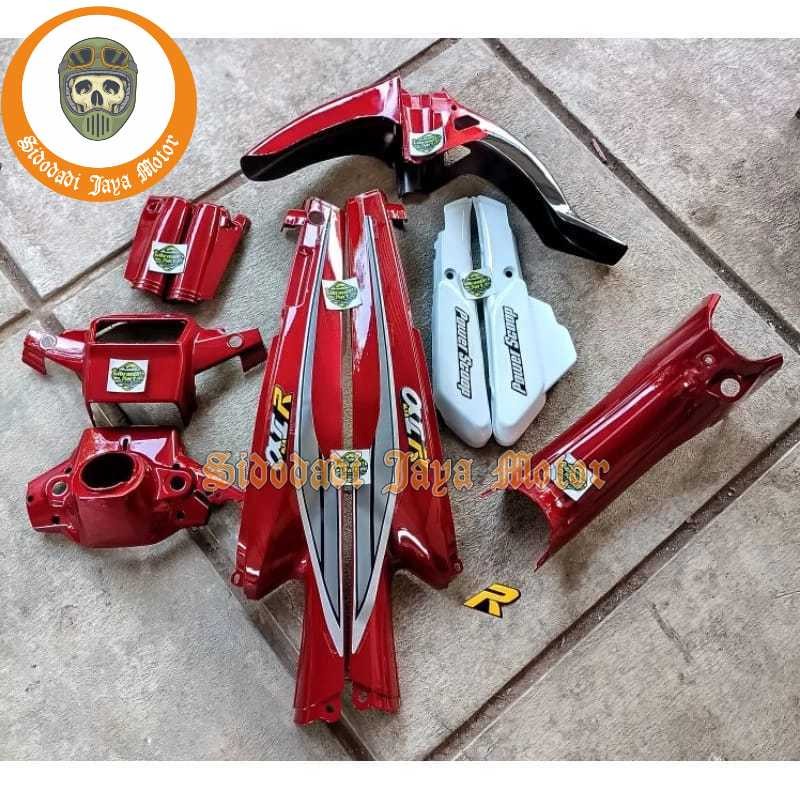 COVER BODY HALUS YAMAHA ALFA WARNA MERAH SET STRIPPING SEPERTI ORI
