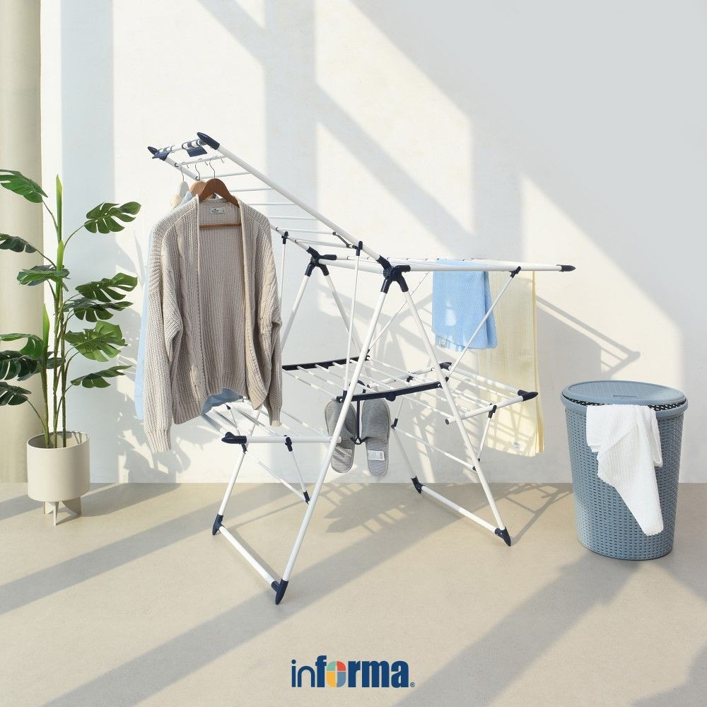 Informa Jemuran Baju Lipat - Biru Tempat Jemur Baju Drying Rack Gantungan Laundry Perlengkapan Rumah