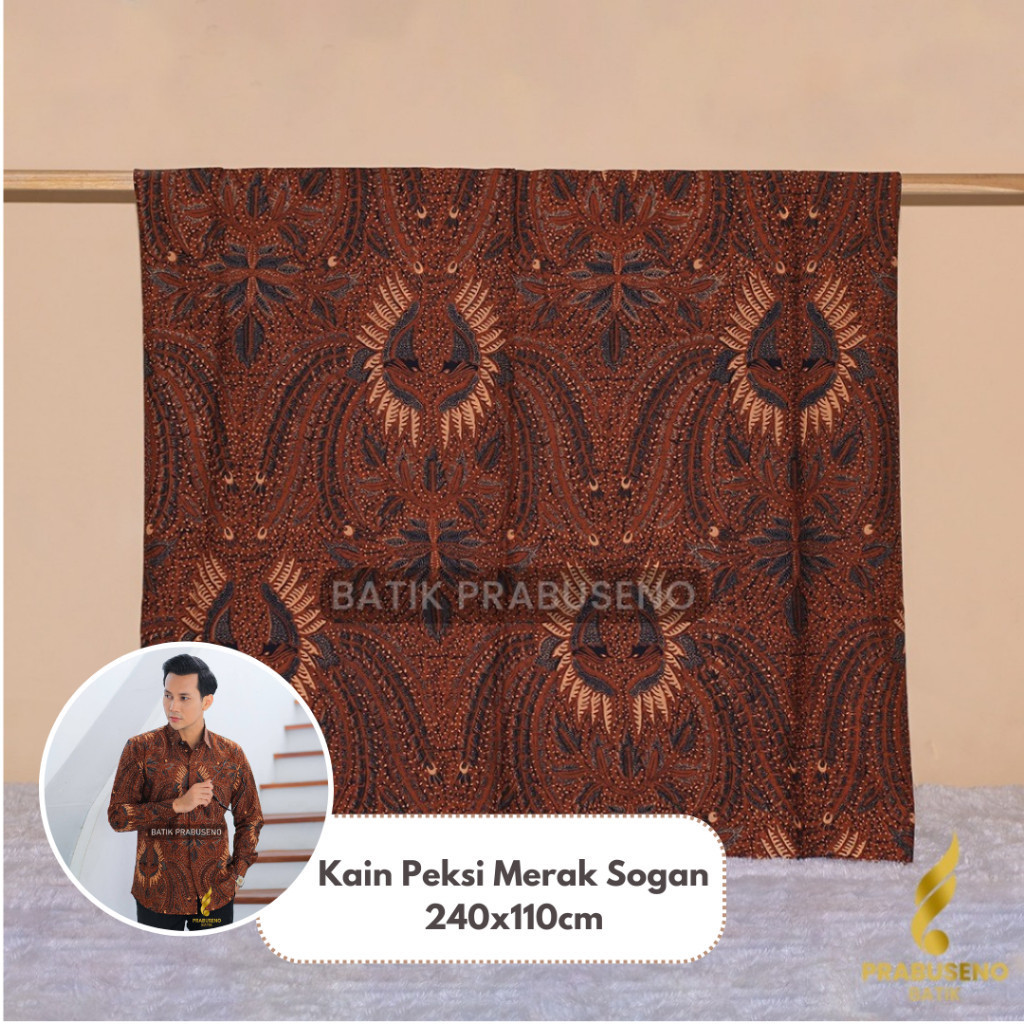 PEKSI MERAK SOGAN Kain Bahan  Meteran  Wanita Pria Premium Halus Motif Elegan Modern  Terbaru Katun 