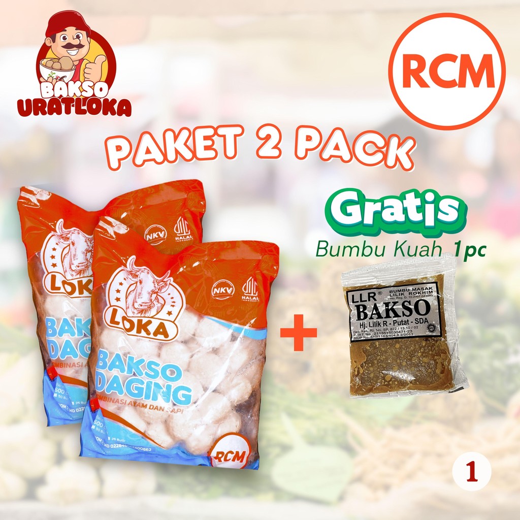 

PAKET x2 PACK RCM isi 50 Butir Berat 600gr Bakso Daging Kombinasi Ayam dan Sapi Ekonomis Gratis Bumbu Kuah Instan 1pc