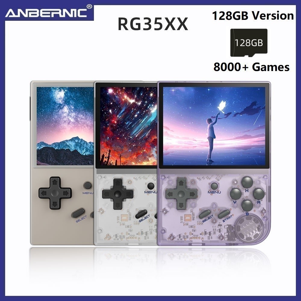 GROSIRUNIK99 ANBERNIC RG35XX 128GB Emulator Retro Game Console 3.5-inch IPS Screen