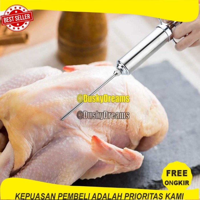 

FREE ONGKIR Suntikan Injektor Bumbu Marinasi Daging Ayam Stainless Steel 3 Jarum 2 OZ