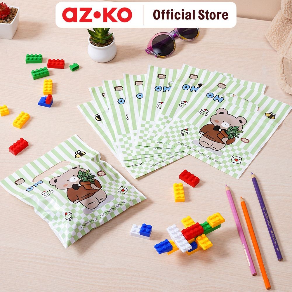 

AZKO Ataru 16.5X20 cm Set 8 Pcs Kantong Kado Plastik Dengan Handle kantong hadiah pembungkus kado dengan handle aksesori hadiah