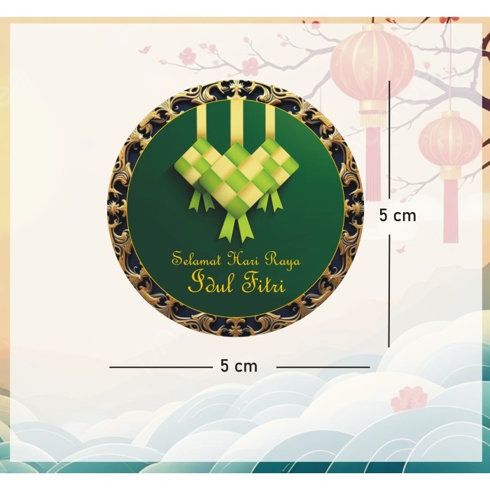 

Sticker Ketupat Idul Fitri Hijau Bulat 5cm