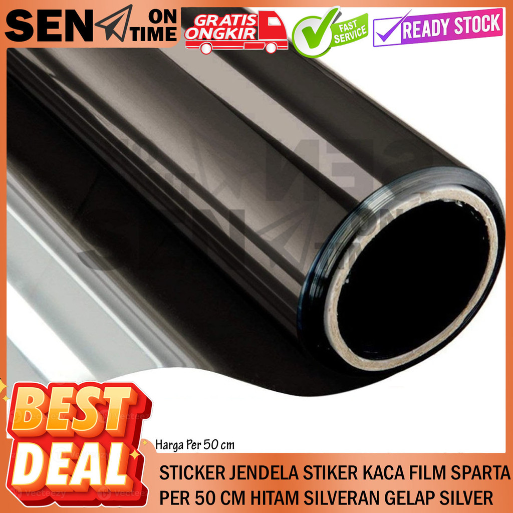 Stiker Sticker Kaca Film SPARTA Per 50 Cm Jendela Setiker Silver Pilm Filem Mobil 40% 60% 80% Hitam 