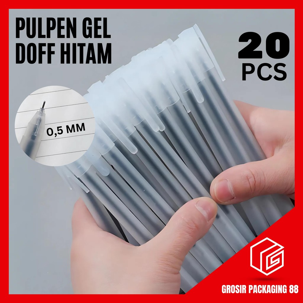 

20 PCS Pulpen Gel Ink Doff Bolpen Bolpoin Tinta Cair 0.5 MM Pena Sekolah ATK Transparan Buram