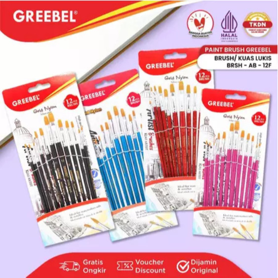 

Greebel Artist Brush Isi 12PCS - BRSH-AB-12R - BRSH-AB-12F - Kuas Lukis Greebel Set