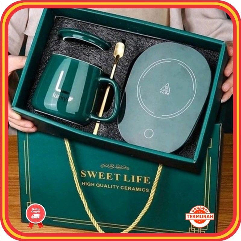 Hampers Lebaran Idul Fitri Valentine Murah Unik Lucu Keren /Mug Cangkir Elektrik Set Kopi pernikahan