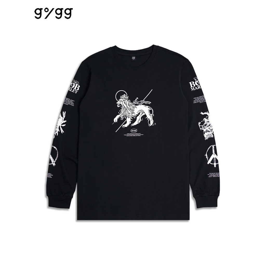 Gigg - Vitaly - Tshirt Long Sleeved Bob Marley Cotton 24's Baju Kaos Lengan Panjang Hitam Pria