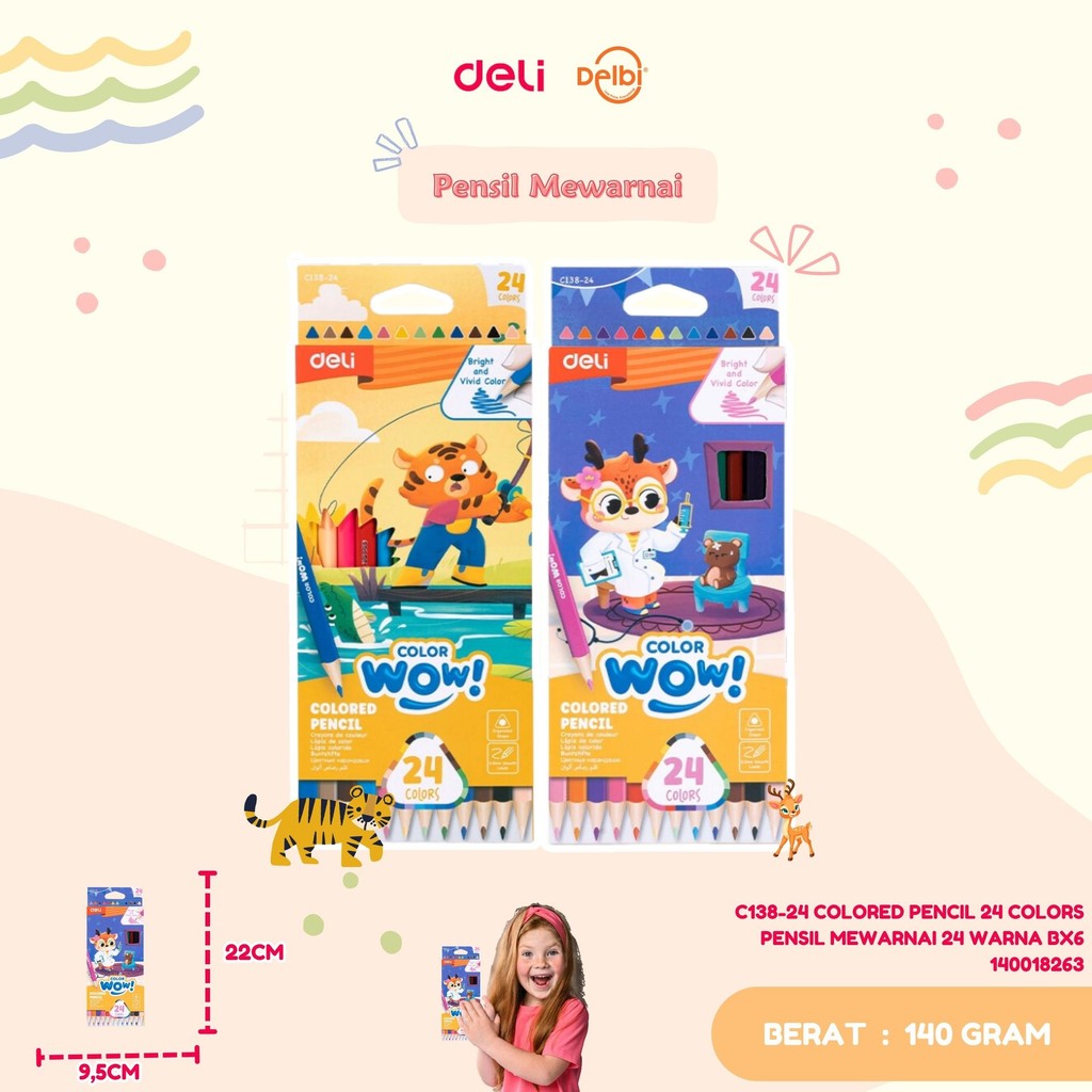 

DELI C138-24 COLORED PENCIL 24 COLORS PENSIL MEWARNAI 24 WARNA