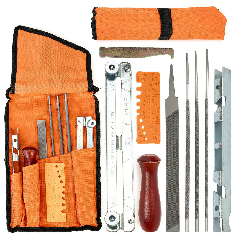 

10pcs/Set Bag Chainsaw Sharpening File Filing Kit Chain Sharpen Saw Files Tool For Husqvarna Sharpener Wood Handle Garden Tools
