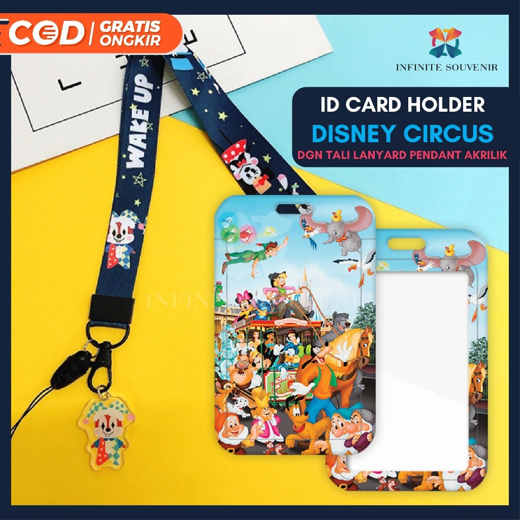 

[N003] DISNEY / Name Tag Card Holder Motif Disney Land / Mickey Mouse / Donald Duck dengan Tali Lanyard Pendant Akrilik / ID Card Holder Tali Gantungan Acrylic Bunny / Rabbbit Lucu / Nametag / Tempat Kartu Flazz / Emoney