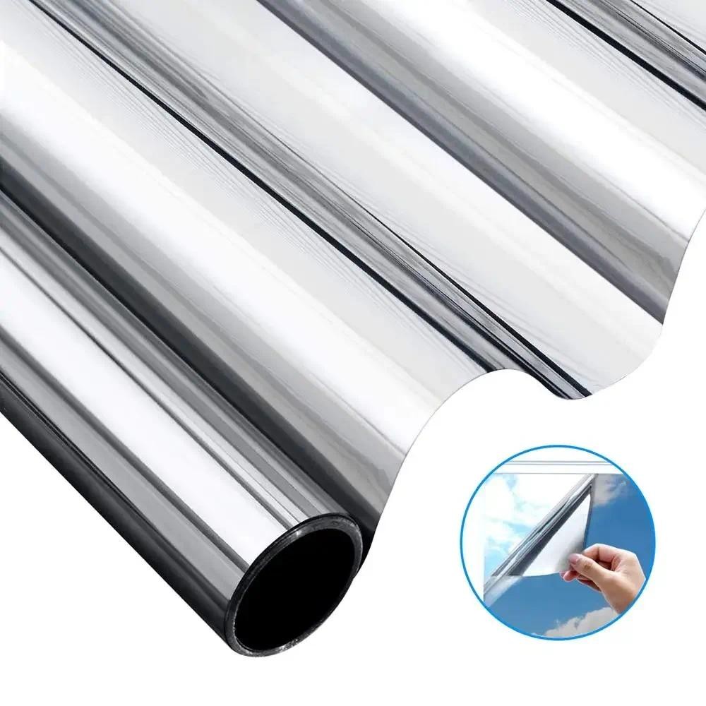 

2/3/5M One Way Mirror Window Film Vinyl Self-adhesive Reflective Solar Film Privacy Window Tint for Home Silver Glass Sticker