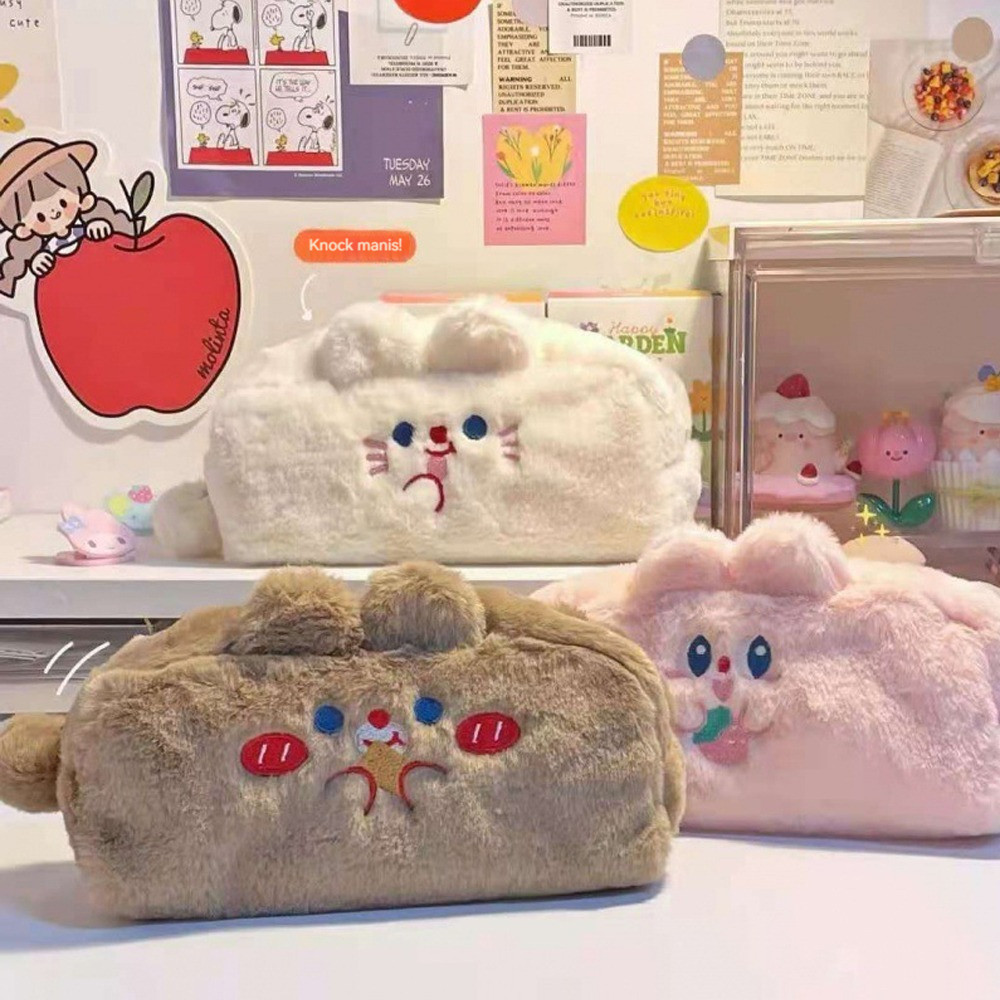 

Cute Pen Bag Box Bulu Soft Stationery Pensil Pouch Bag Makeup Pouch Wallet Kecil Stationery Bag