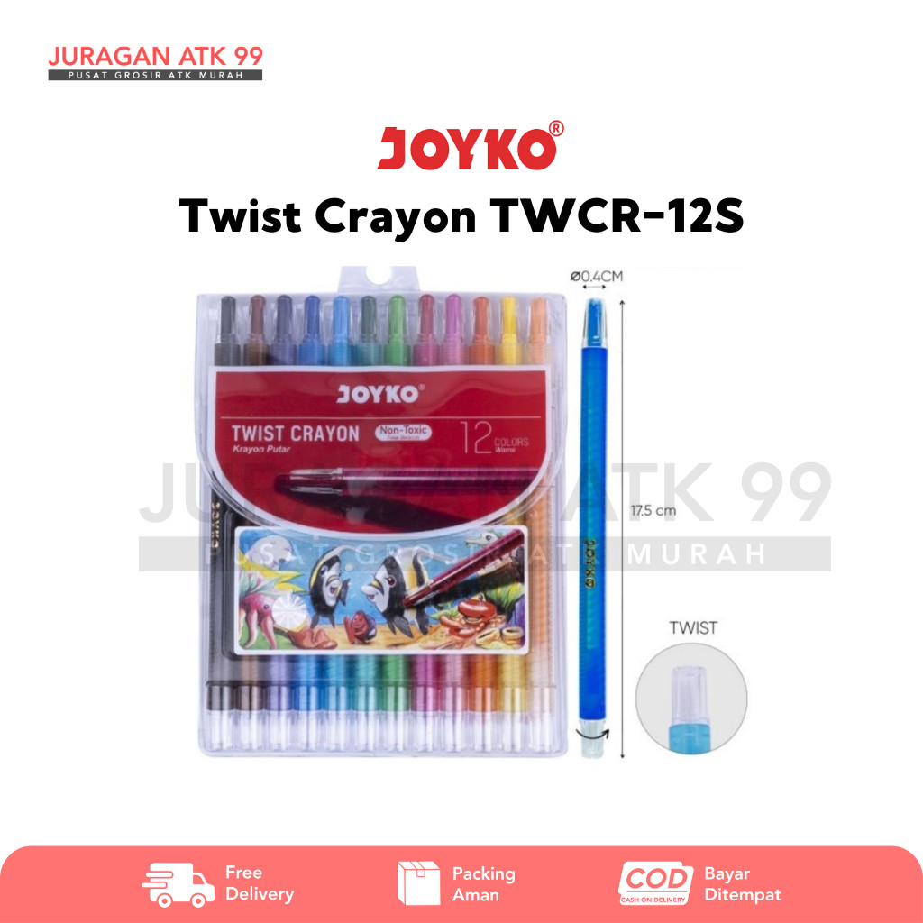 

Twist Crayon Joyko Krayon Putar Joyko 12 Colors TWCR-12S