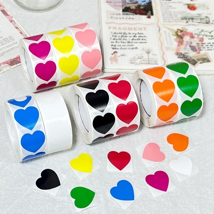 

Stiker Label Love Shape 25mm Sticker Warna Polos 2,5 cm 500pcs/roll