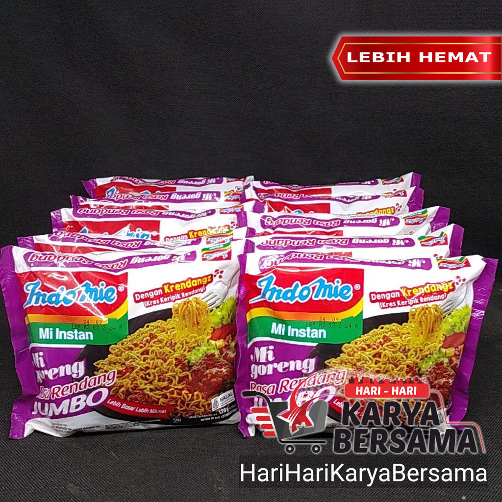 

INDOMIE MI INSTAN GORENG JUMBO RASA RENDANG PACK 10 BUNGKUS X 120GR