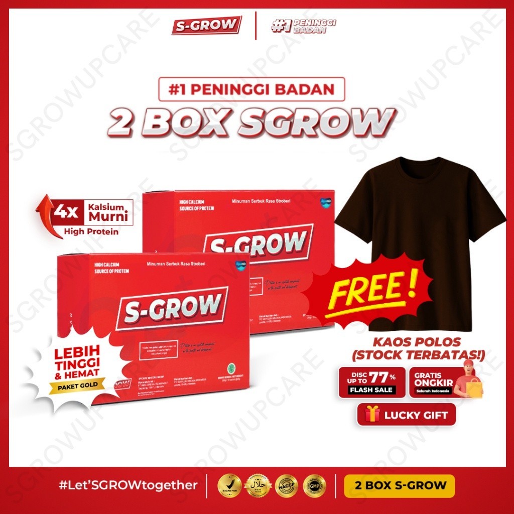 

S-GROW 2 Box Susu Peninggi Badan Terbaik FREE KAOS EMI02