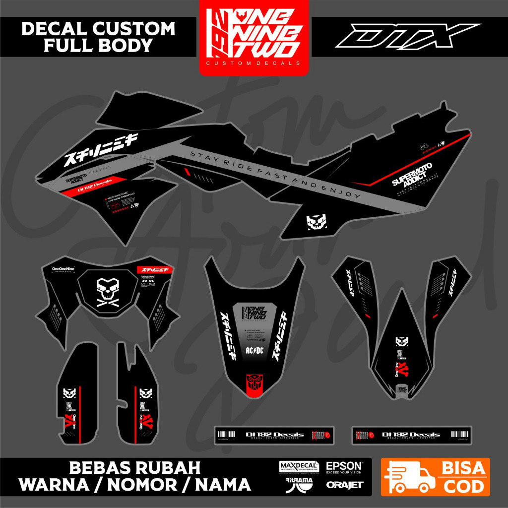 DECAL KLX DTRACKER HITAM FULL BODY DESAIN MINIMALIS