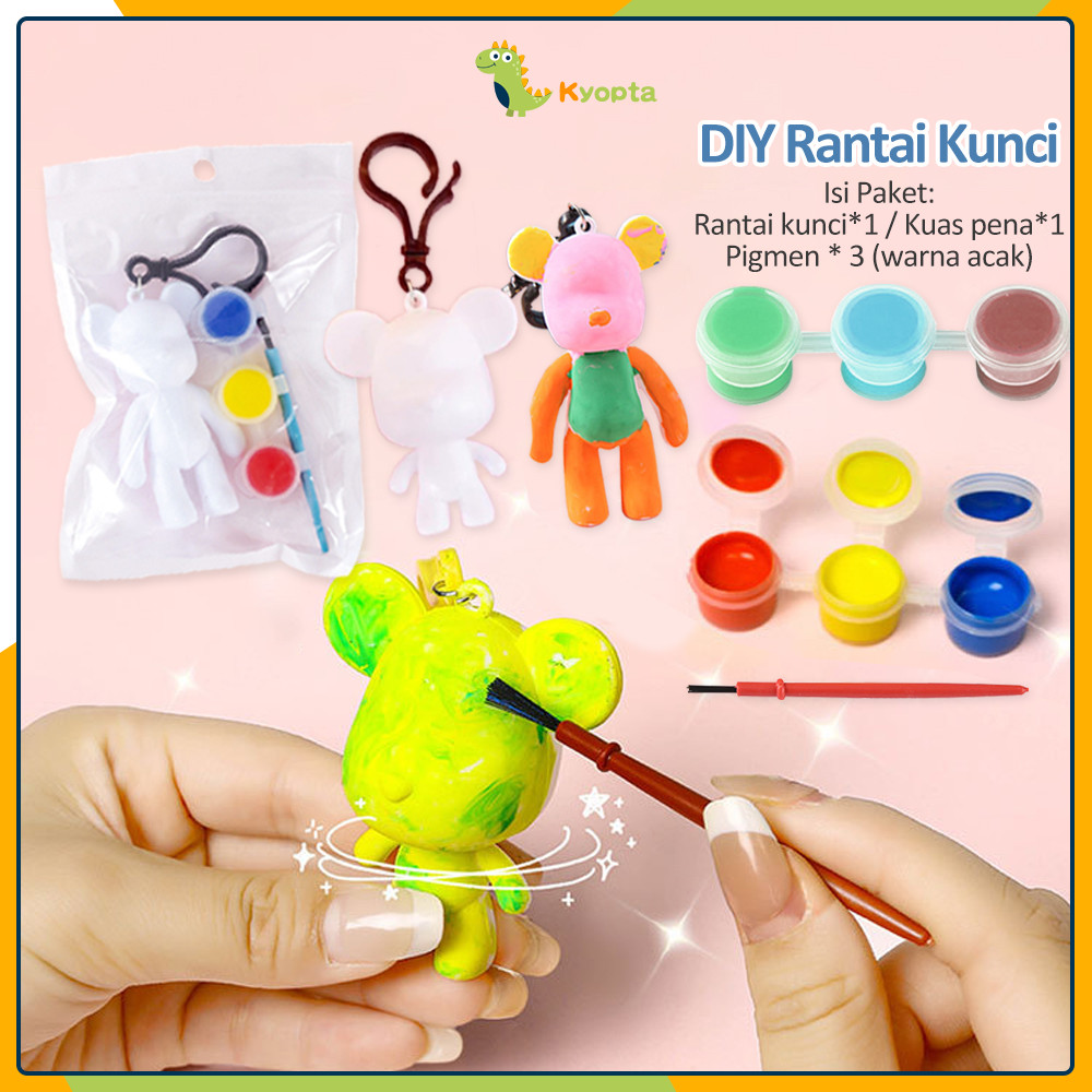 Kyopta Gantungan Kunci Bearbrick Handmade Diy Ornamen Berwarna Fluid Violent Bear Diy Kit Set Diy Cat Gantungan Kunci Bear