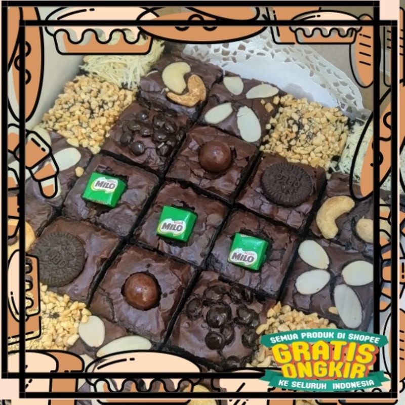 

Brownies Fudgy shiny Cantik 20 x 20 ( Free card )/ Jaminan Enak king j