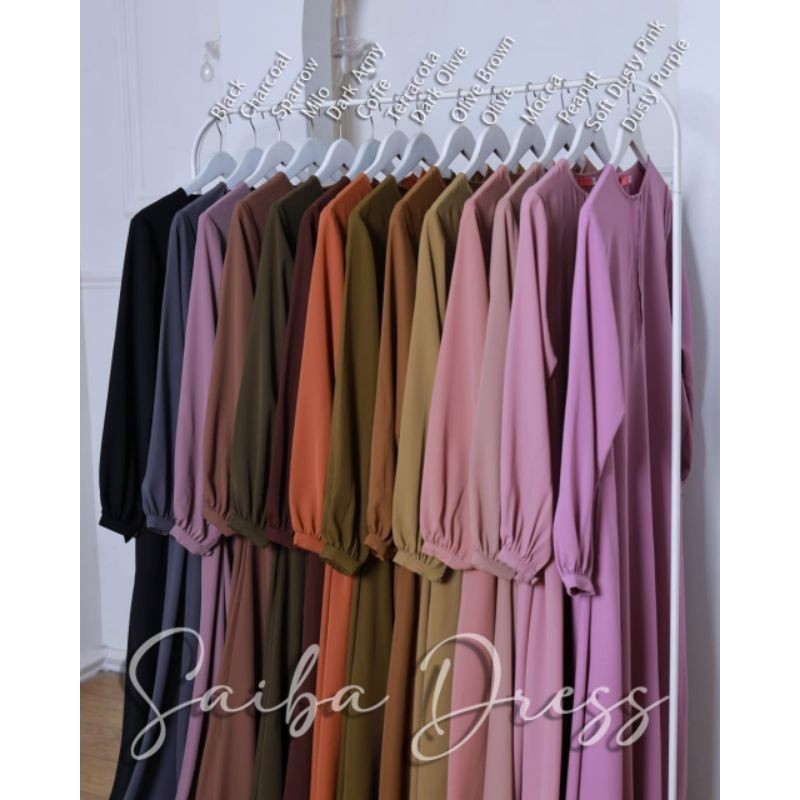 SAIBA DRESS BY SHADIRA, GAMIS TERBARU MURAH SYARI BAHAN WOLFIS/ WOLPEACH GRADE A, GAMIS MURAH, SERAG