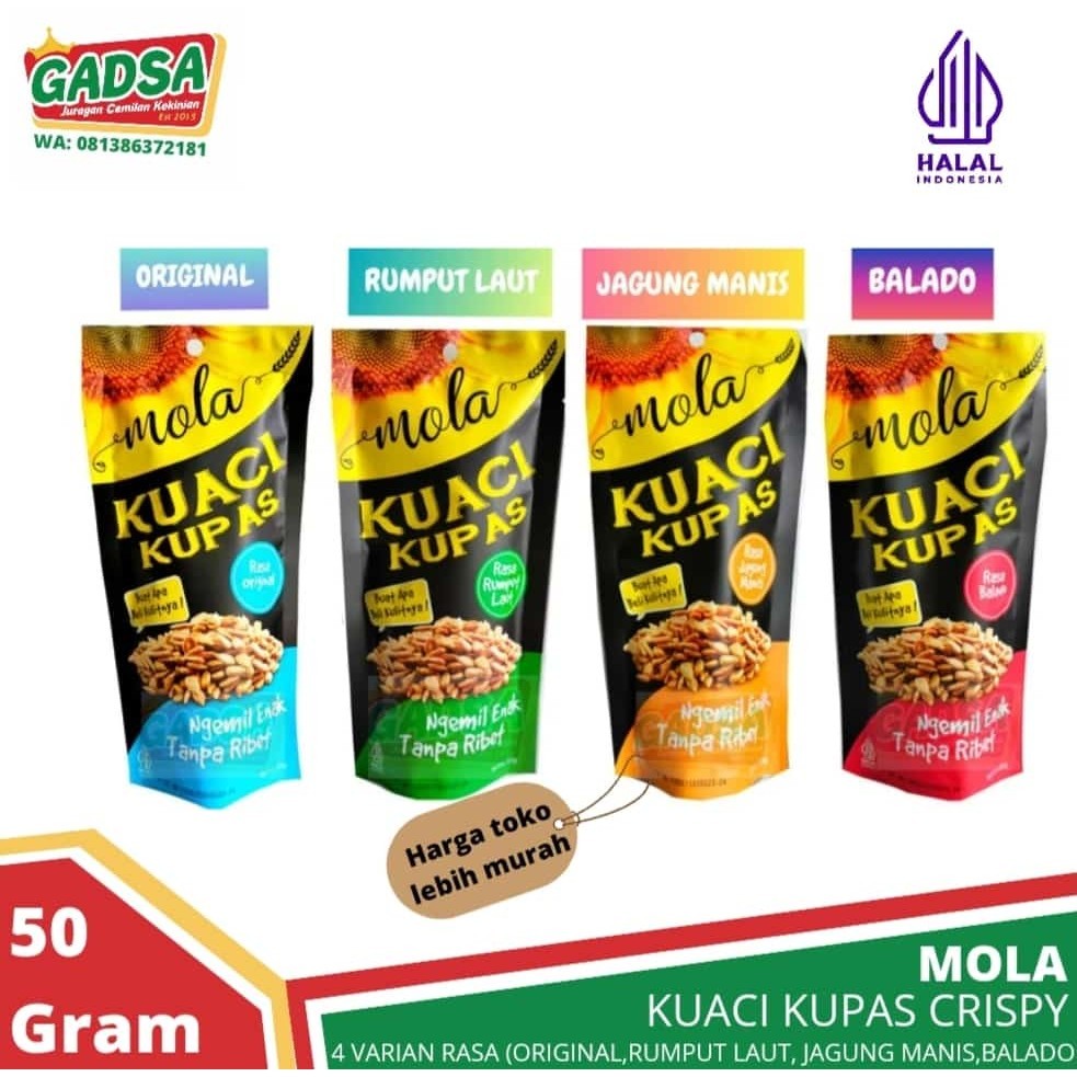 

MOLA KUACI KUPAS VARIAN 4 RASA ORIGINAL JAGUNG MANIS BALADO RUMPUT LAUT