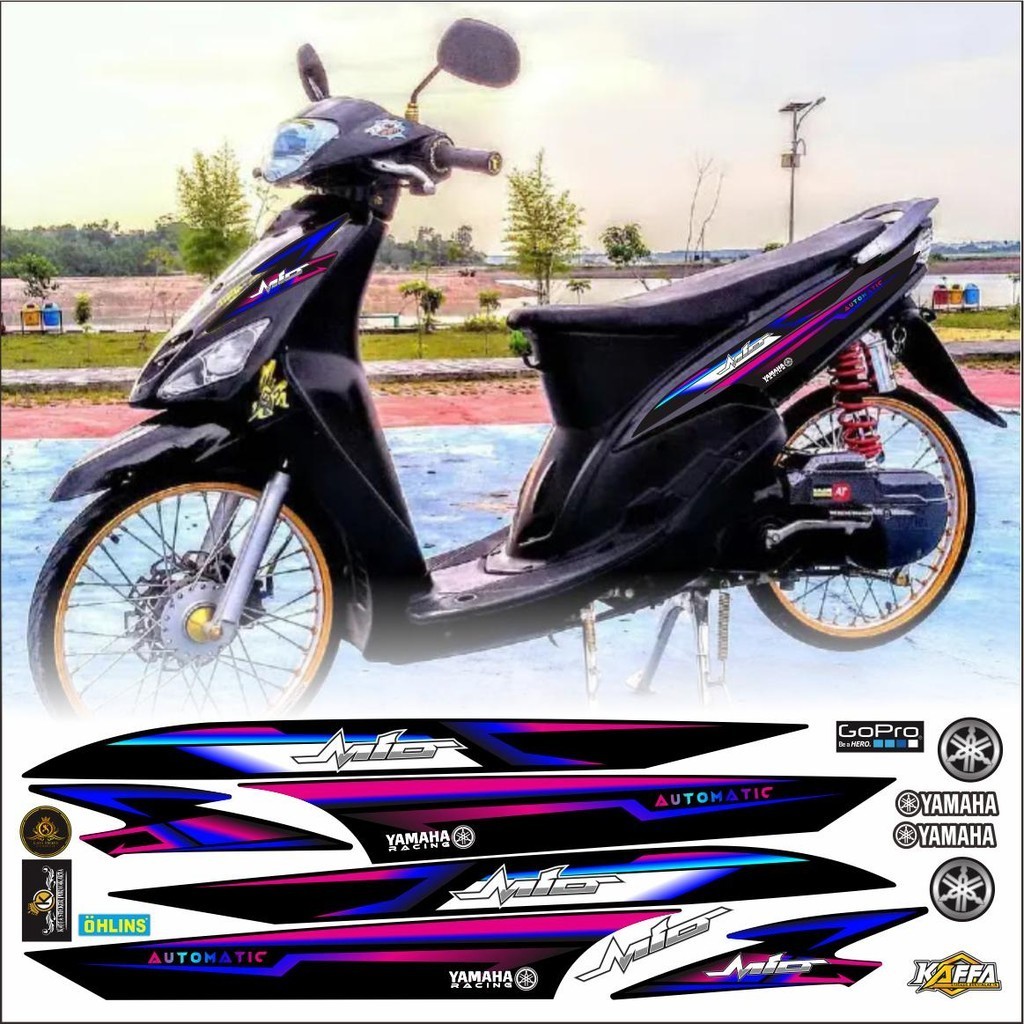 SETIKER Sticker Striping Variasi Mio Smile - Striping Mio Smile list biru pink