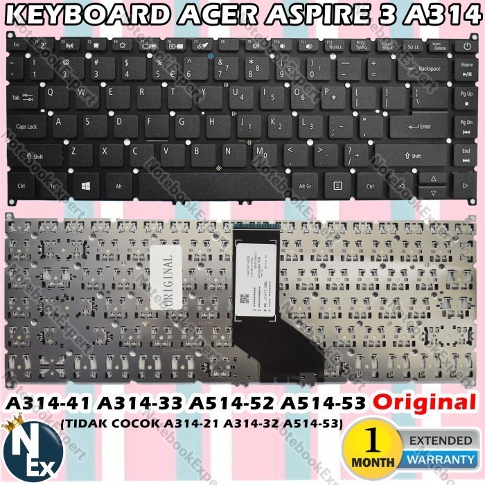 Keyboard Acer A314 A314-21 A314-41 33 31 A514 A514-52 A514-53 Original