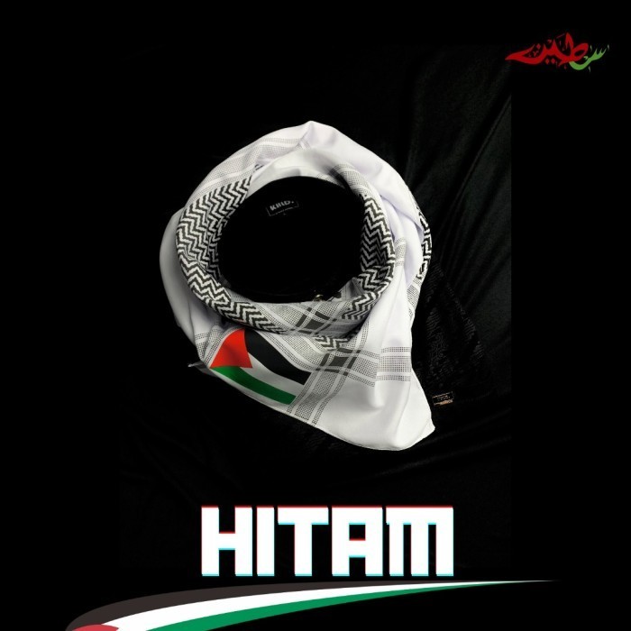 Sorban Keffiyeh Palestina Hitam Merah - Hitam