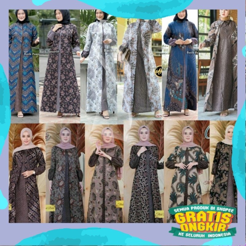 Gamis Batik Jumbo Modern Premium - Gamis Busui All Size/Gamis Batik Kombinasi - Gamis Batik Terbaru/