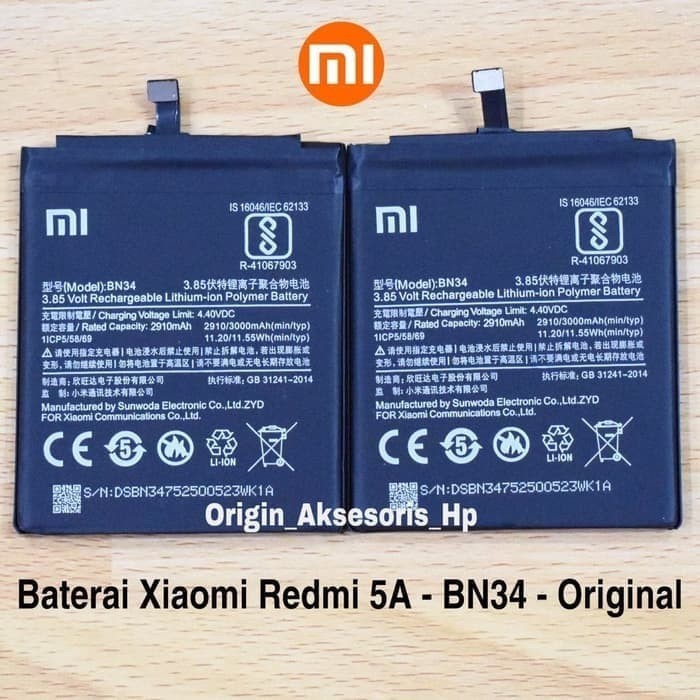 Baterai batre Xiaomi Redmi 5A BN34  Batre Hp Xiaomi BN 34