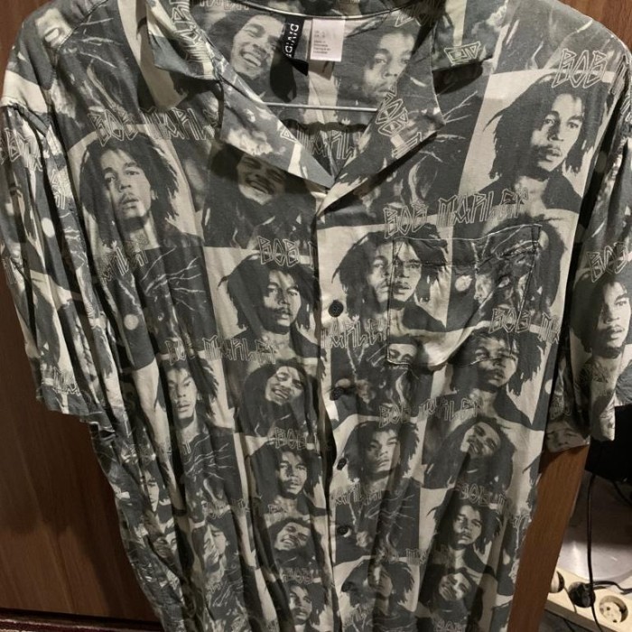 Original H&M Bob Marley Shirt Kemeja Rayon HNM HM Size L