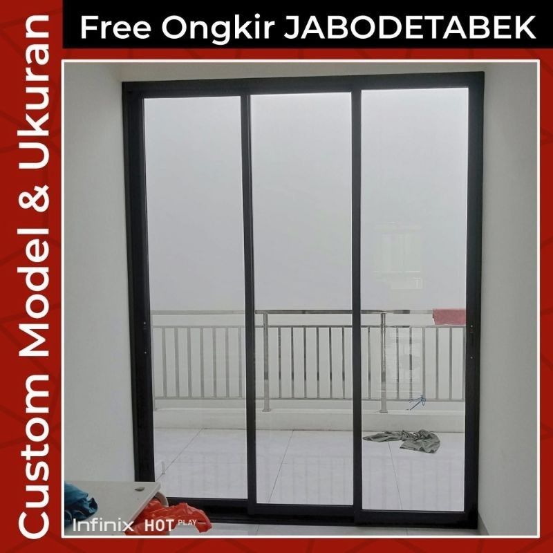 promo PINTU PARTISI KACA SLIDING GESER SATU DAUN, KIRI KANAN KACA MATI L240XT200 CUSTOM UKURAN, MODE