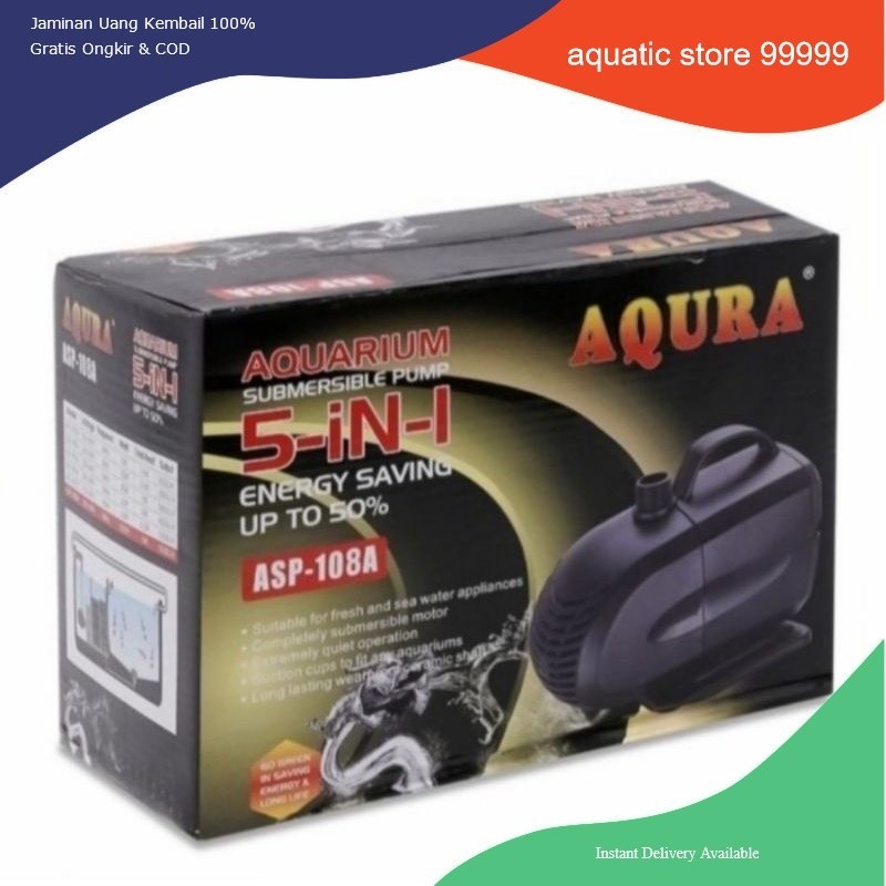 AQURA ASP 108 A POMPA CELUP AIR AQUARIUM KOLAM MESIN KOLAM IKAN ORI