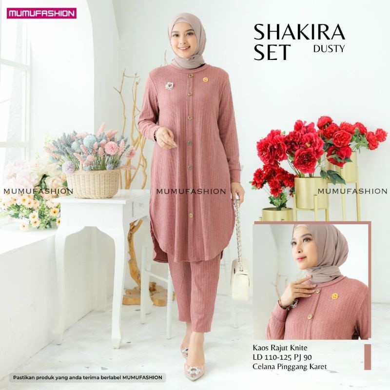 TKG - SHAKIRA SET/SAVILA #2 ONE SET Best Seller Setelan Kaos Rajut Jumbo by Mumu Fashion