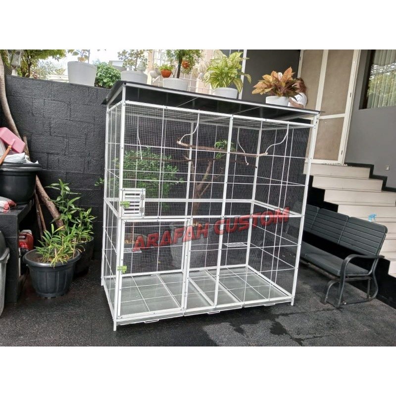 Sangkar Kandang Ternak Umbaran Koloni Aviary Bird Cage Besi Besar Kotak Murah Burung Hantu Lovebird 