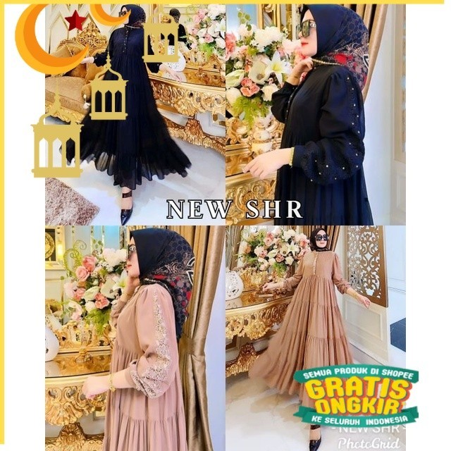 COD  READY  NEW SHR ORI 100% DRESS MAXI MIDI CERUTY full furing ada payet premium syahira/ anak keci