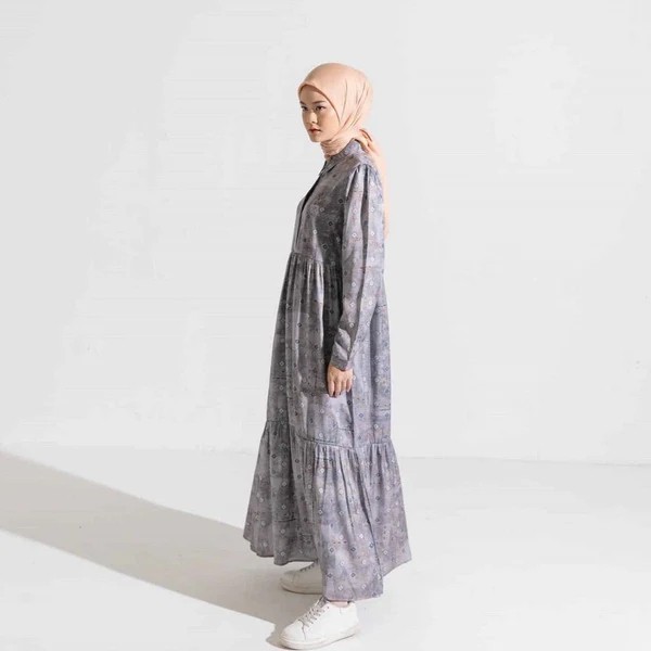 Dress Wanita Muslim Dauky Gamis L Dress Bohe Series - burgundy, L