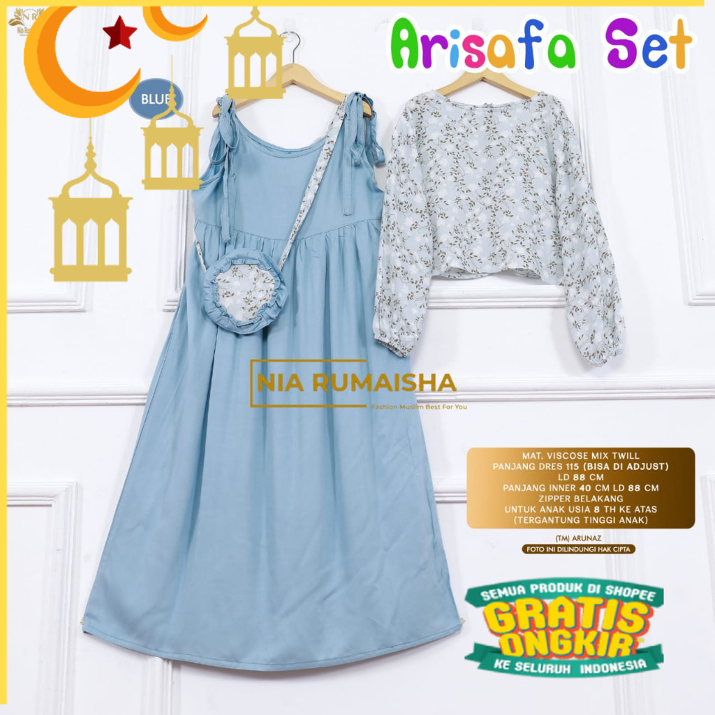 gamis set outer anak perempuan 8-12 tahun arisafa asaida mirala set ori nia rumaisha/Maron merah bat