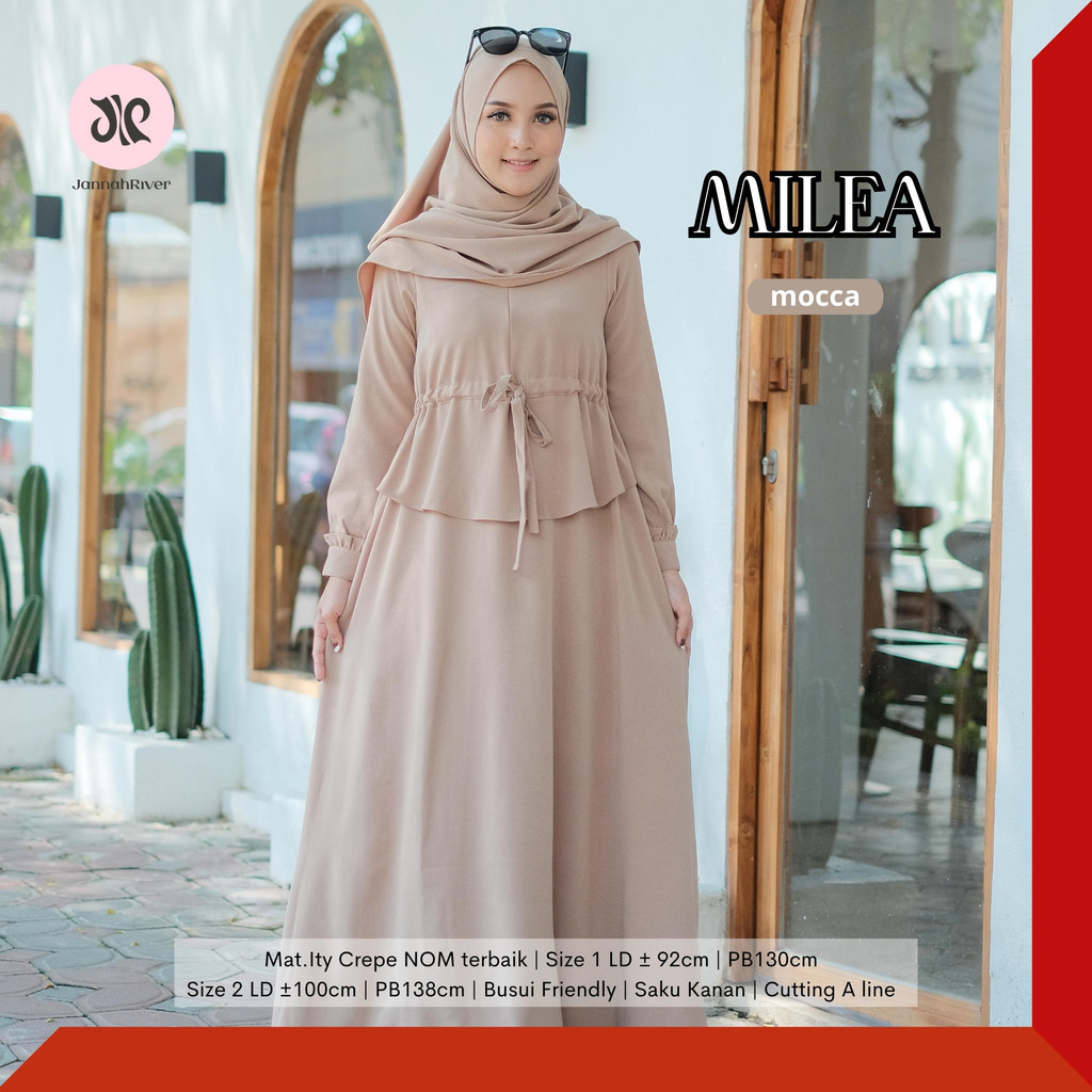 Jannah river milea set baju premium luxe dress kondangan gamis syari wanita muslim bahan crepe nom t