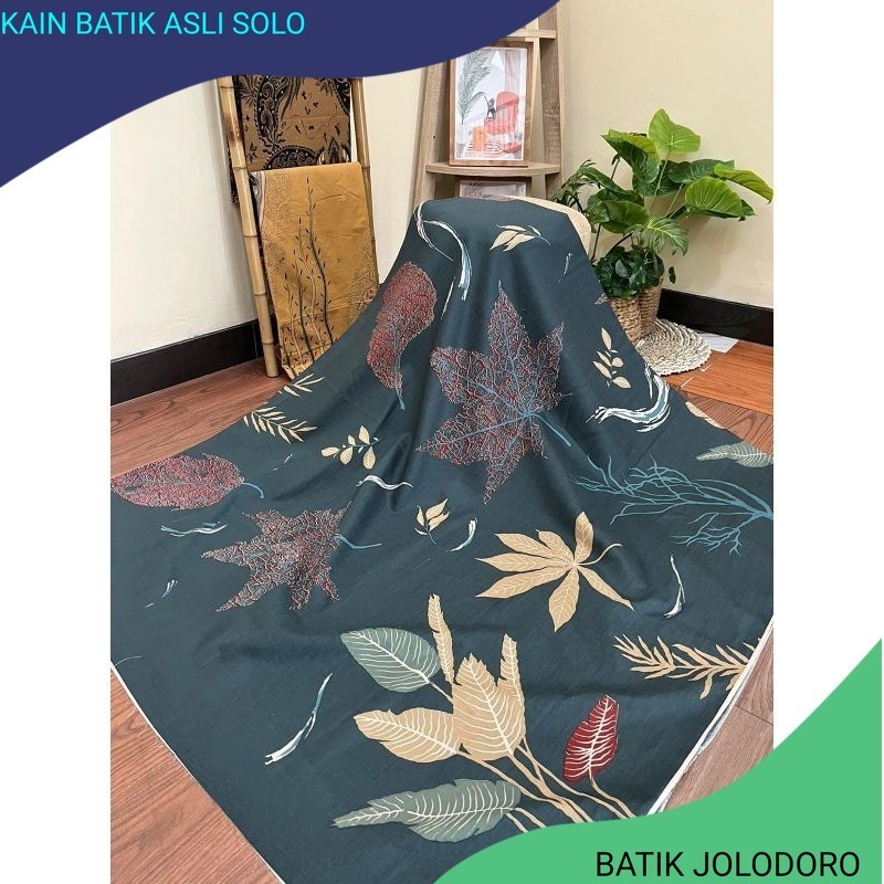 Kain batik solo daun akar gede hijau ecoprint