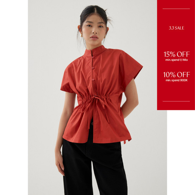 Love, Bonito - Atasan Wanita - Lienne Elastic Poplin Mandarin Collar - XL