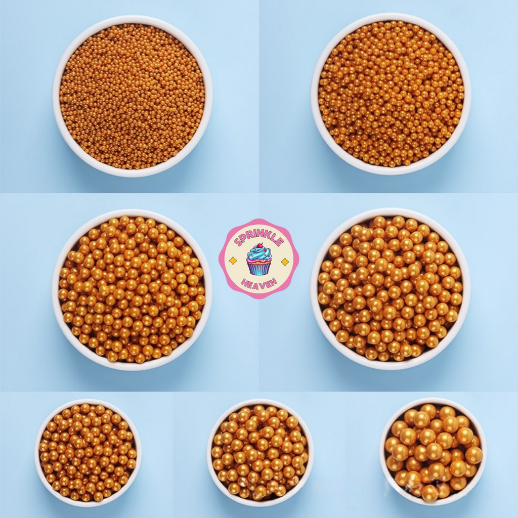 

Sprinkle Heaven - Pearl Beads Gold Sprinkle Emas 50gr dan 100gr Dekorasi Kue Cake Decoration Hiasan