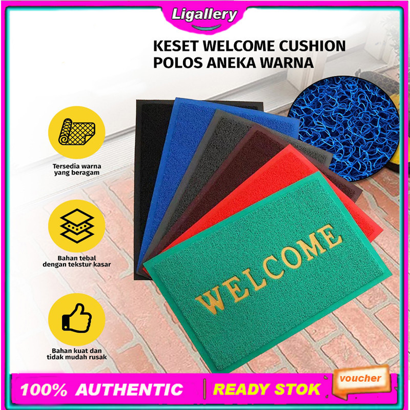 Keset Kaki Welcome Keset Lantai Persegi 55cm x 35cm Keset Kaki PVC Anti Slip Keset Kamar Ruangan