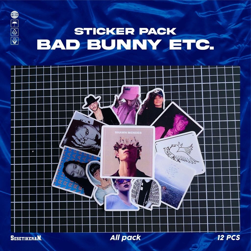 

COD✨ Sesetikeran Stiker Pack Lil Peep Bad Bunny Shawn Mendes Rihanna Colorfull Keren Untuk Koper Laptop Skateboard