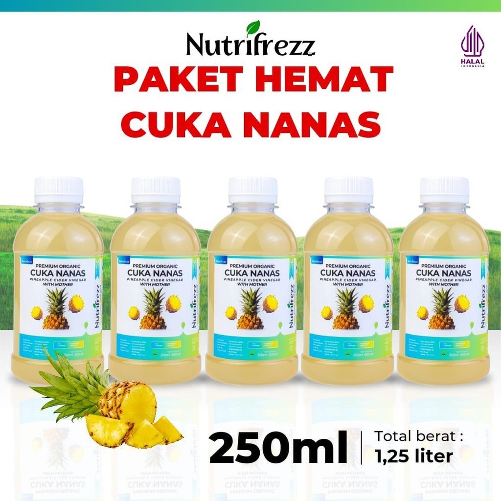 

Nutrifrezz Paket Hemat Cuka Nanas Asli 250 ML x 5 PCS