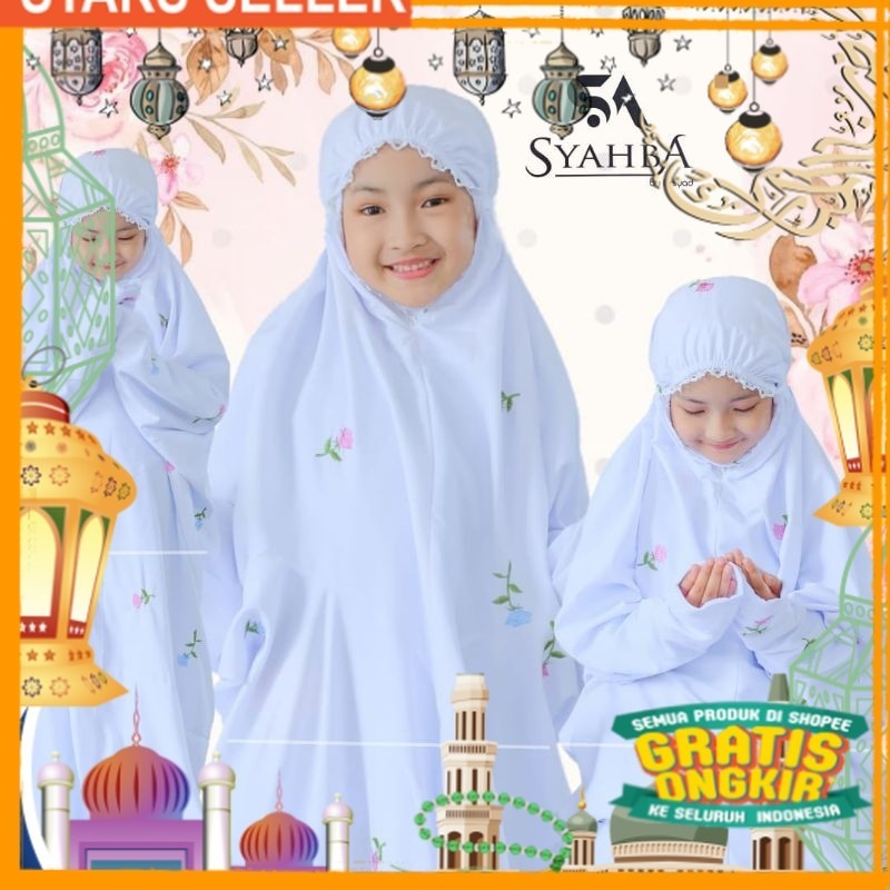 Mukena terusan KHUSUS PUTIH anak TK SD remaja mukena santri | Syahba ji/ Pink Dusty Fanta Merah muda