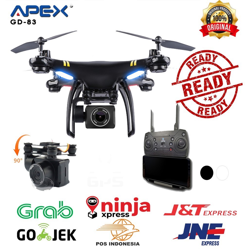 DRONE APEX GD-83 Black FPV WiFi HD Camera With GPS- Drone Apex Hitamm