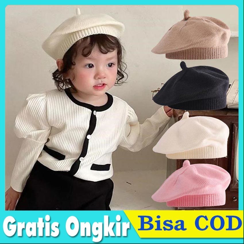 Topi Baret Anak Perempuan Korea Mimi Painter Cap Beret Fashion Cewek Kids Paris Terbaru